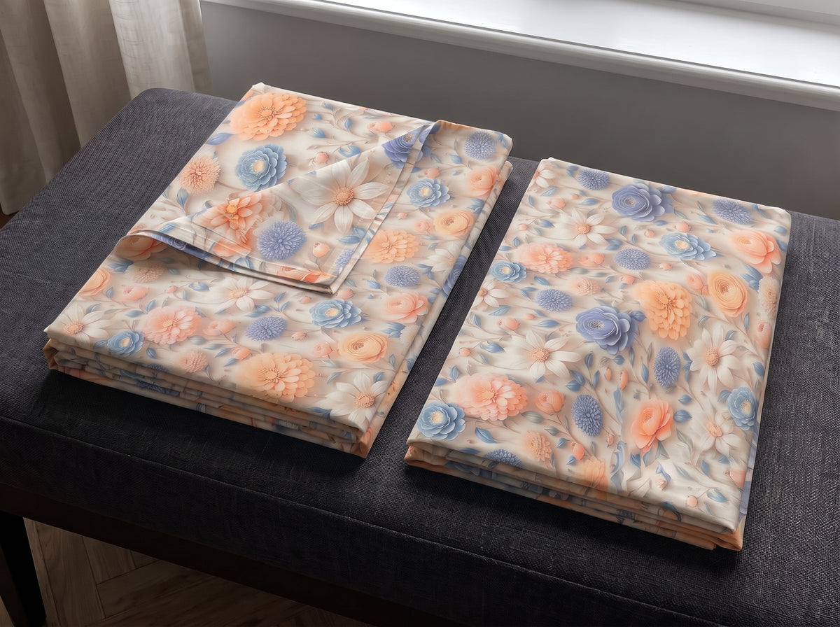 3D Digital Print Elegant  Bedsheet Set – 3PC 100% Cotton with 2 Pillow Covers