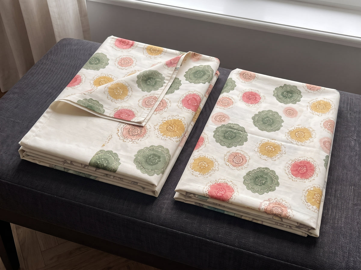 Elegant 3D Digital Print Bedsheet Set – 3PC 100% Cotton with 2 Pillow Covers