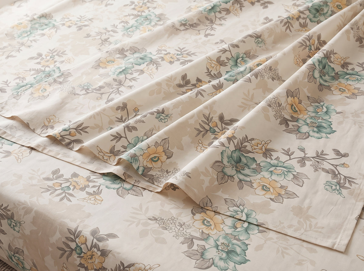 Premium Floral King Size Bedsheet Set – 3PC 100% Cotton with 2 Pillow Covers