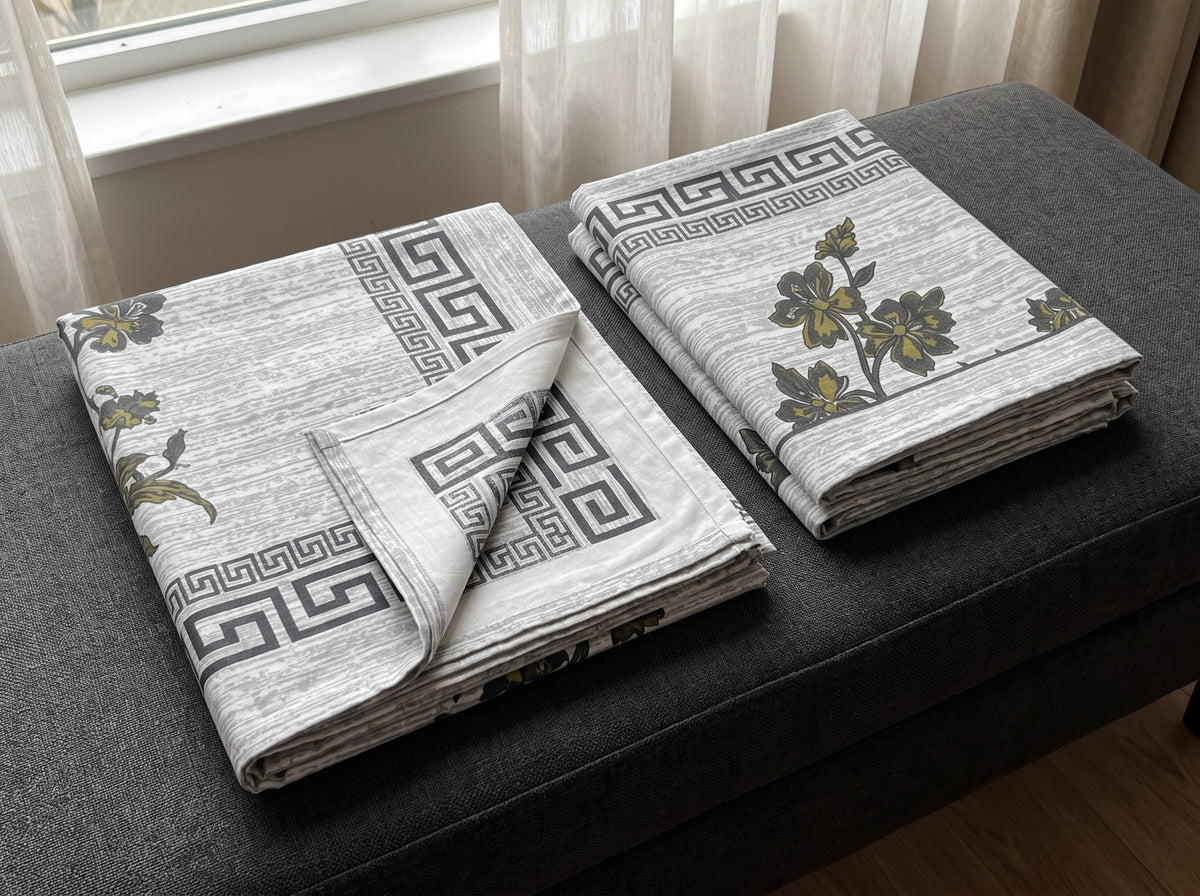 Premium Floral King Size Bedsheet Set –  3PC 100% Cotton Satin with 2 Pillow Covers