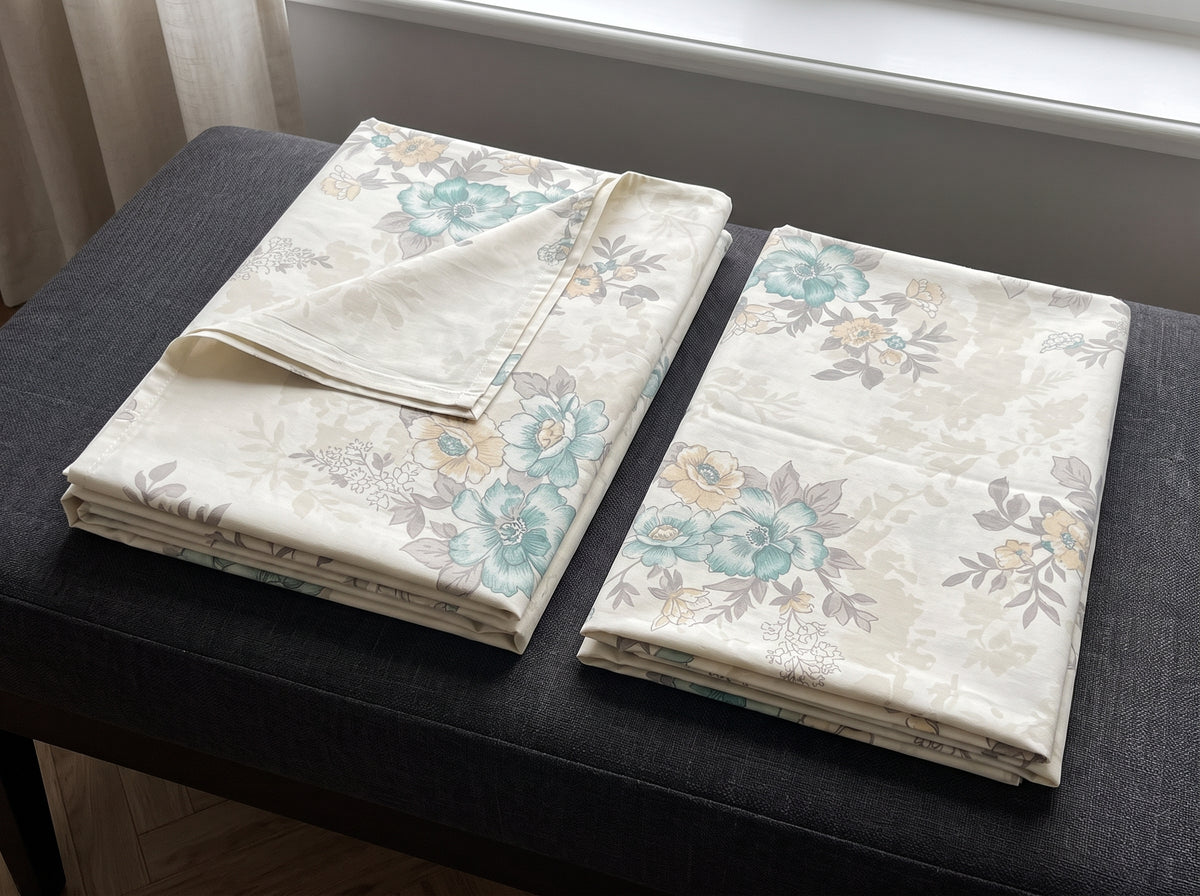 Premium Floral King Size Bedsheet Set – 3PC 100% Cotton with 2 Pillow Covers